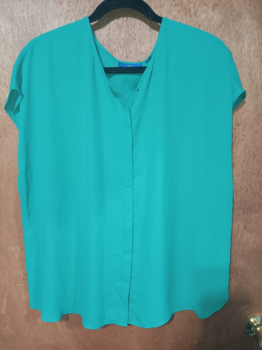 Apt. 9 Green V-Neck Short Sleeve Blouse